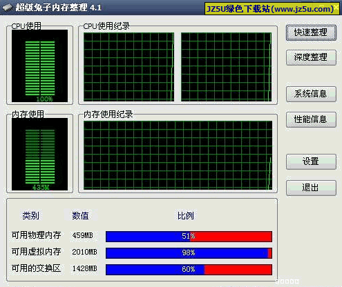 超級兔子內(nèi)存整理(快速釋放物理內(nèi)存)v4.2.0922綠色單文件版