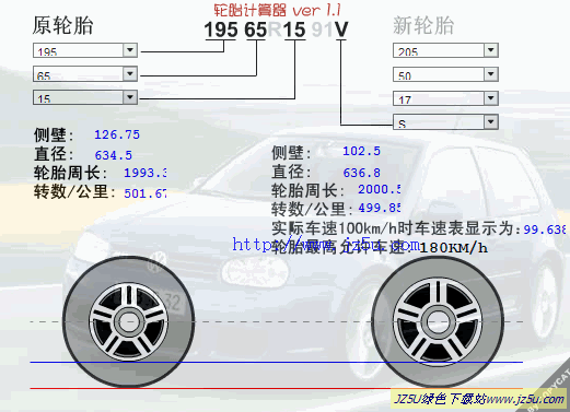 汽車輪胎計(jì)算器(swf格式)綠色版_方便計(jì)算出汽車輪胎的外徑