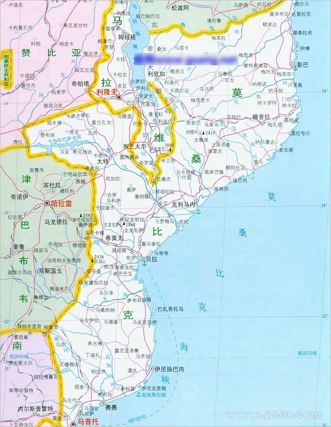 莫桑比克地圖高清晰中文版