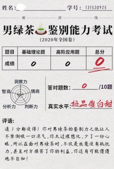 男綠茶鑒別能力測試截圖