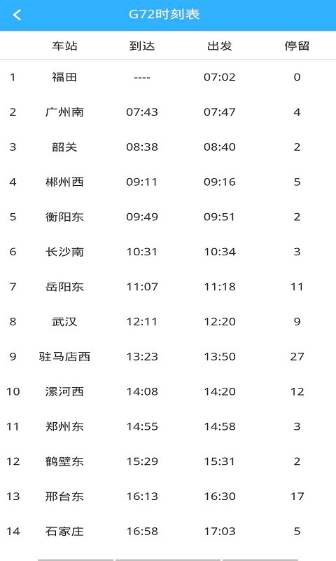 優(yōu)行時刻表截圖