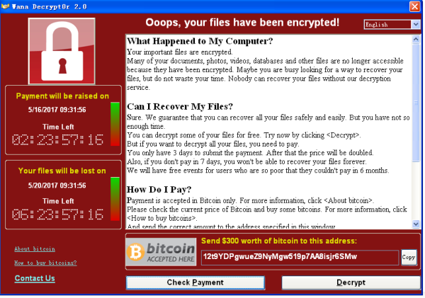 wannacry截圖