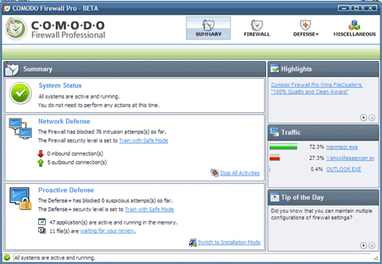 Comodo Firewall截圖