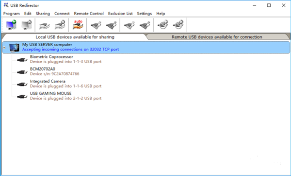 USB Redirector截圖