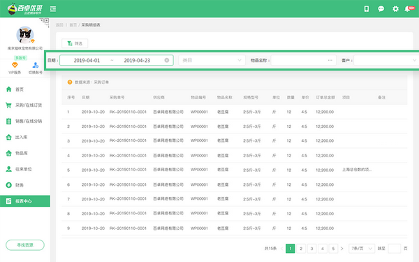 百卓优采云进销存软件