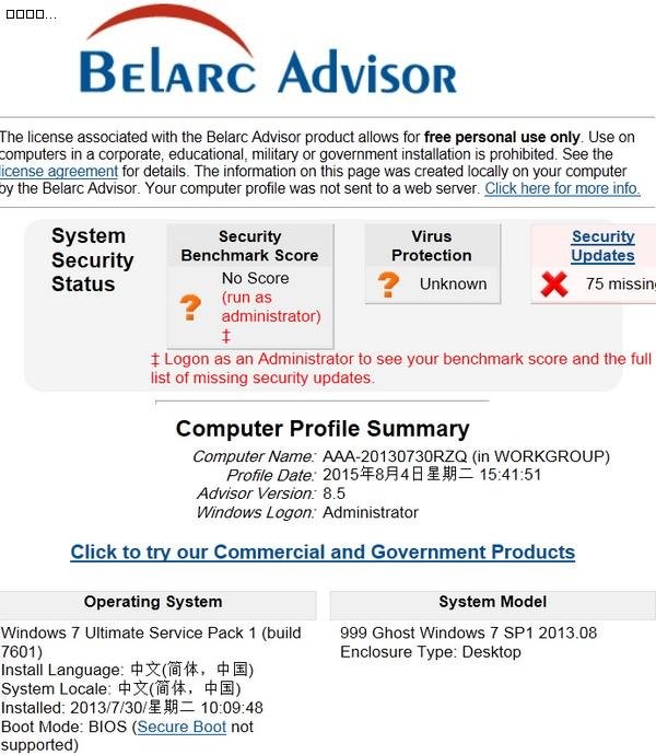 Belarc Advisor截圖
