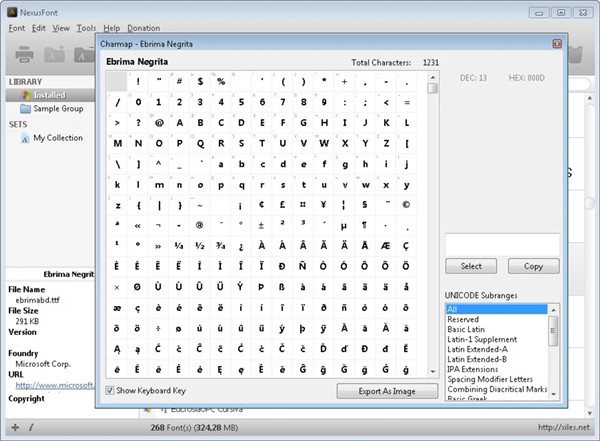 NexusFont截圖