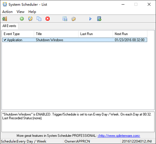 System Scheduler截圖
