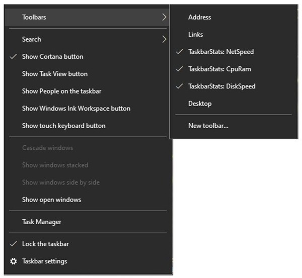 Taskbar stats截圖
