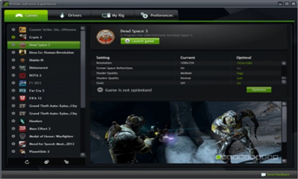 NVIDIA GeForce Experience截圖