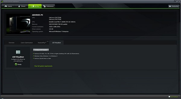 NVIDIA GeForce Experience截圖