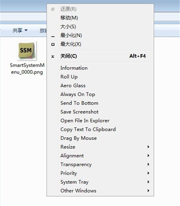 SmartSystemMenu截圖