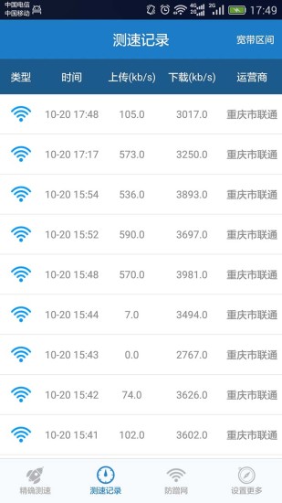家庭寬帶測速截圖