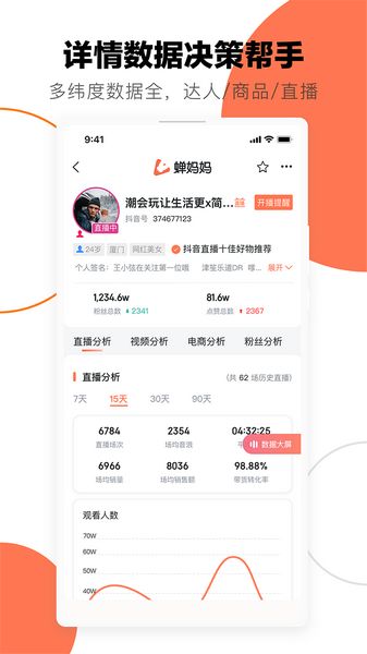 蝉妈妈数据分析平台截图